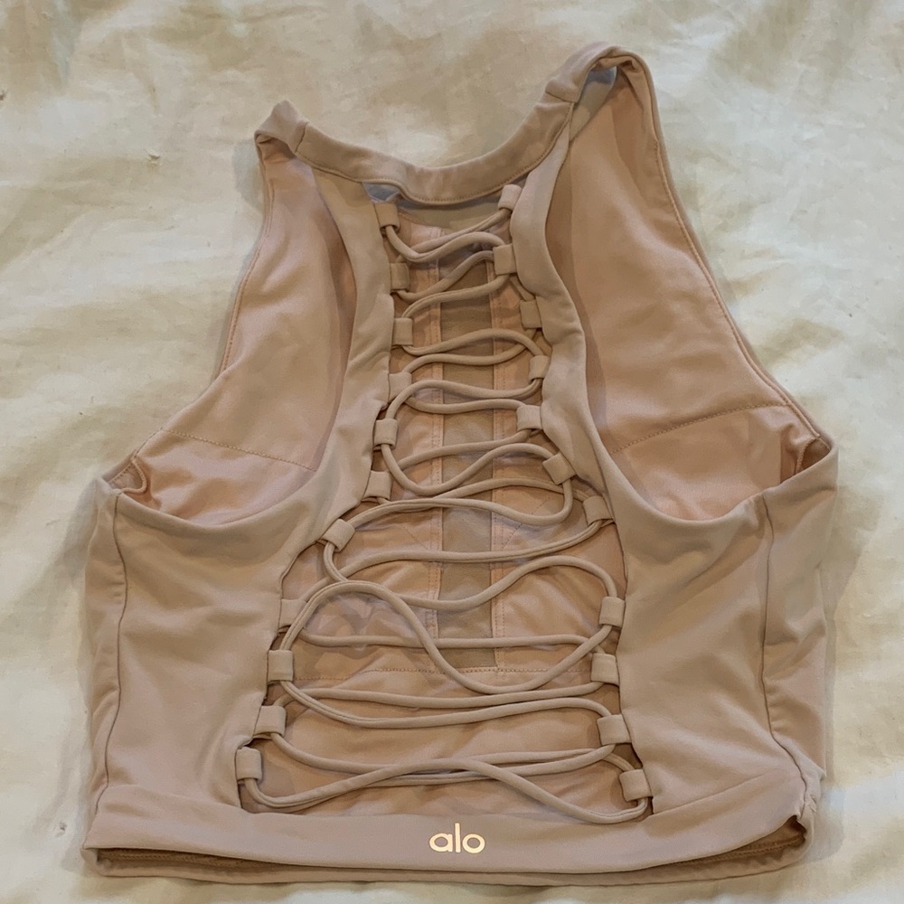 ALO Yoga light pink Lace-Up bra Top